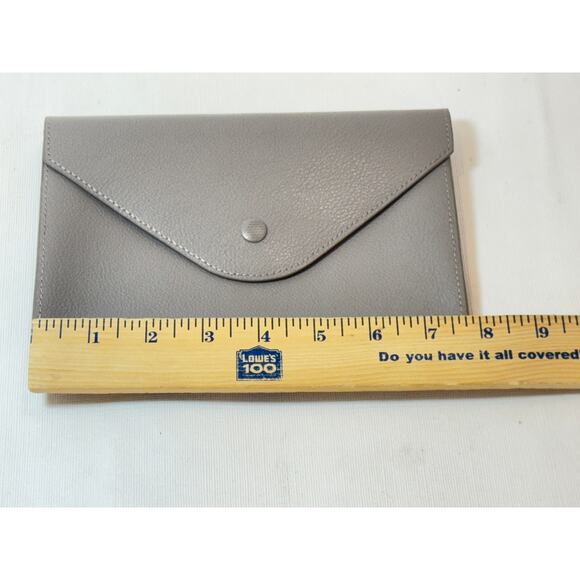 David Yurman Leather Envelope Pouch Clutch Taupe Wallet Mini Snap Closure - Picture 8 of 9